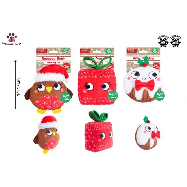Assorted Squeaky Crinkle Plush Dog Toy
