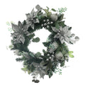 Poinsettia &amp; Bauble Wreath - Silver (60cm)
