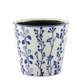 Hortus White &amp; Blue Perth Floral Pot (21.5cm H x 22cm Dia)