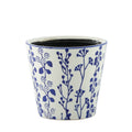 Hortus White &amp; Blue Perth Floral Pot (19cm H x 20cm Dia)