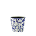 Hortus White &amp; Blue Perth Floral Pot (12cm H x 13cm Dia)