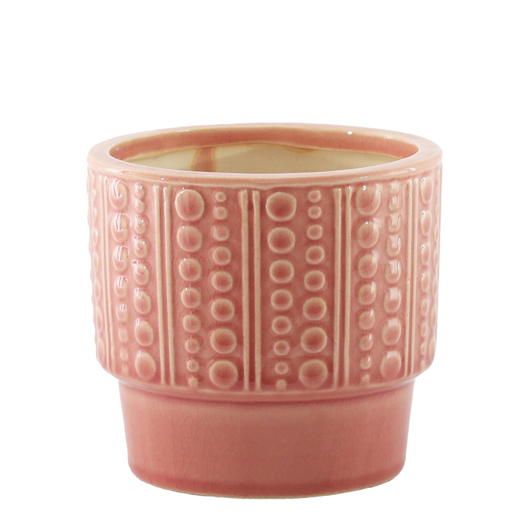 Hortus Salmon Pink Warwick Dimple Pot (21.5cm H x 22cm Dia)