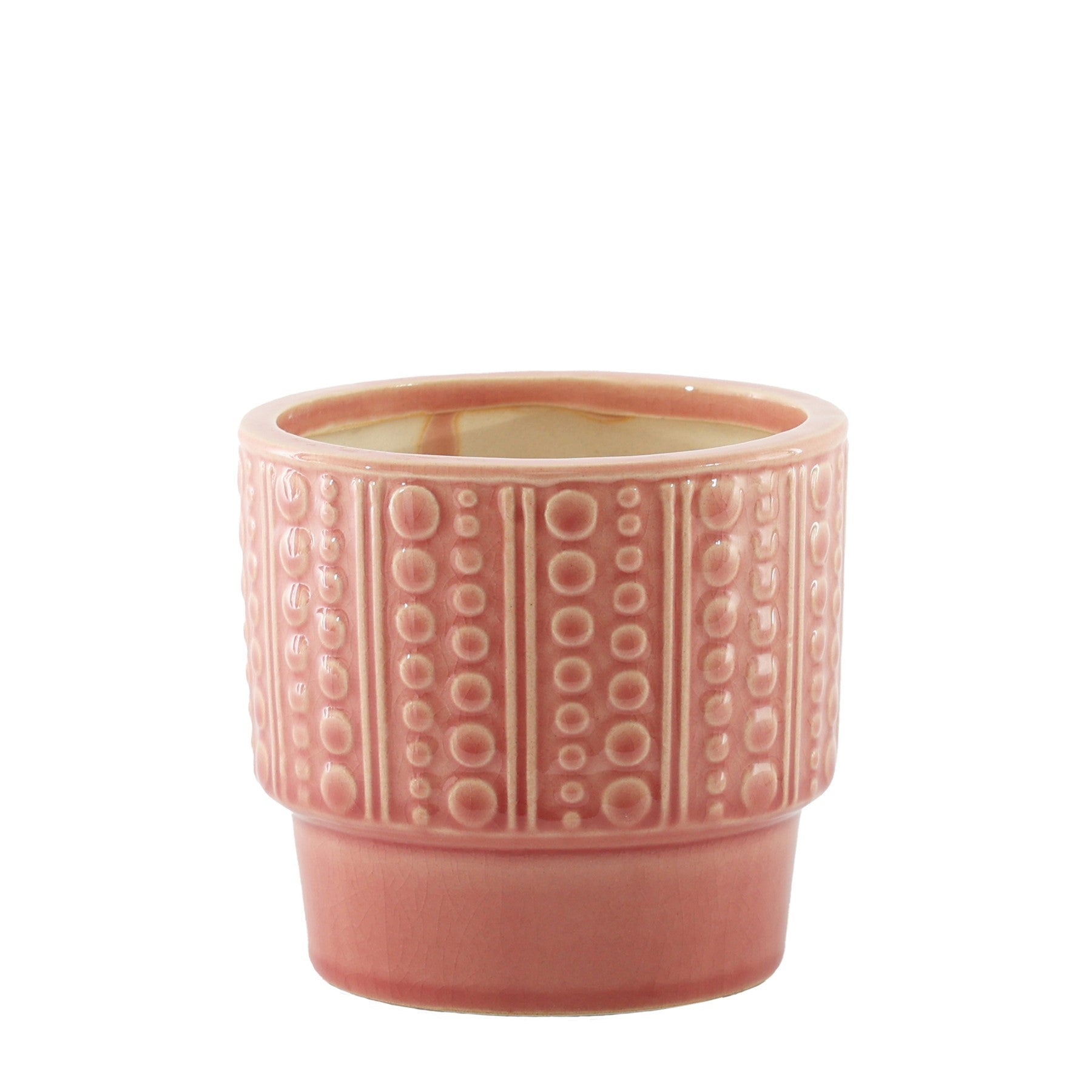 Hortus Salmon Pink Warwick Dimple Pot (14.5cm H x 15.5cm Dia)
