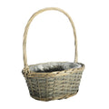 Grey Wash Oval Woodchip Basket (32cm Dia)