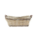 White Wash Rectangle����Woven Basket with Handles (Medium)
