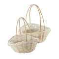 White Oval Basket with Double Handles (Set of 2)