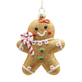 Glitter Gingerbread Lady with Lollipop Hanging Ornament (10cm)