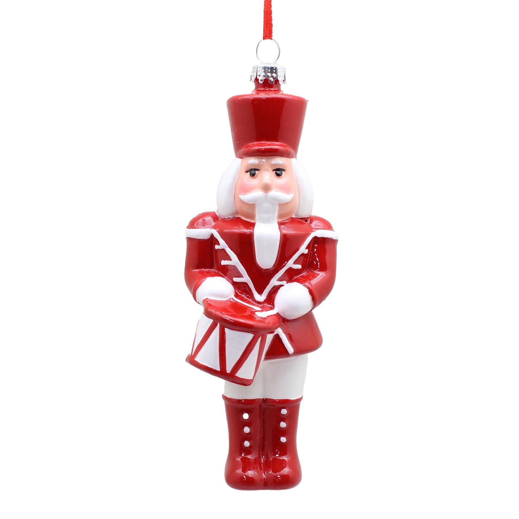 Red &amp; White Christmas Solider with Drum Hanging Ornament (15cm)