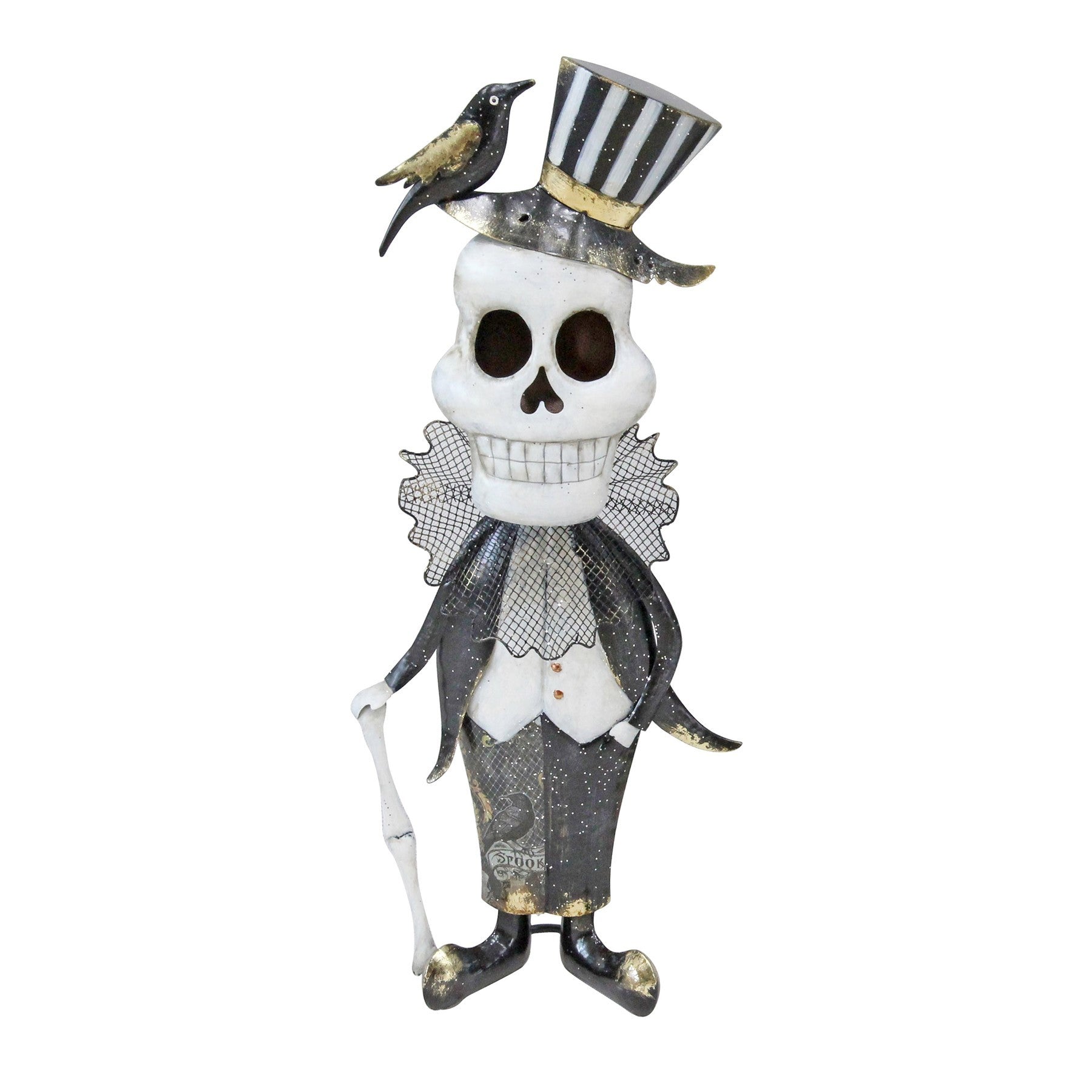 Halloween Metal Skeleton with Crow (56cm)