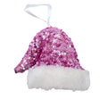 Pink/White Sequin Hat Hanging Decoration (8cm)