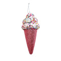 Pink Glitter Ice Cream Cone Hanging Decoration (15cm)