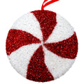 Red &amp; White Tinsel Glitter Candy Wide Swirl Hanging Decoration (24cm)