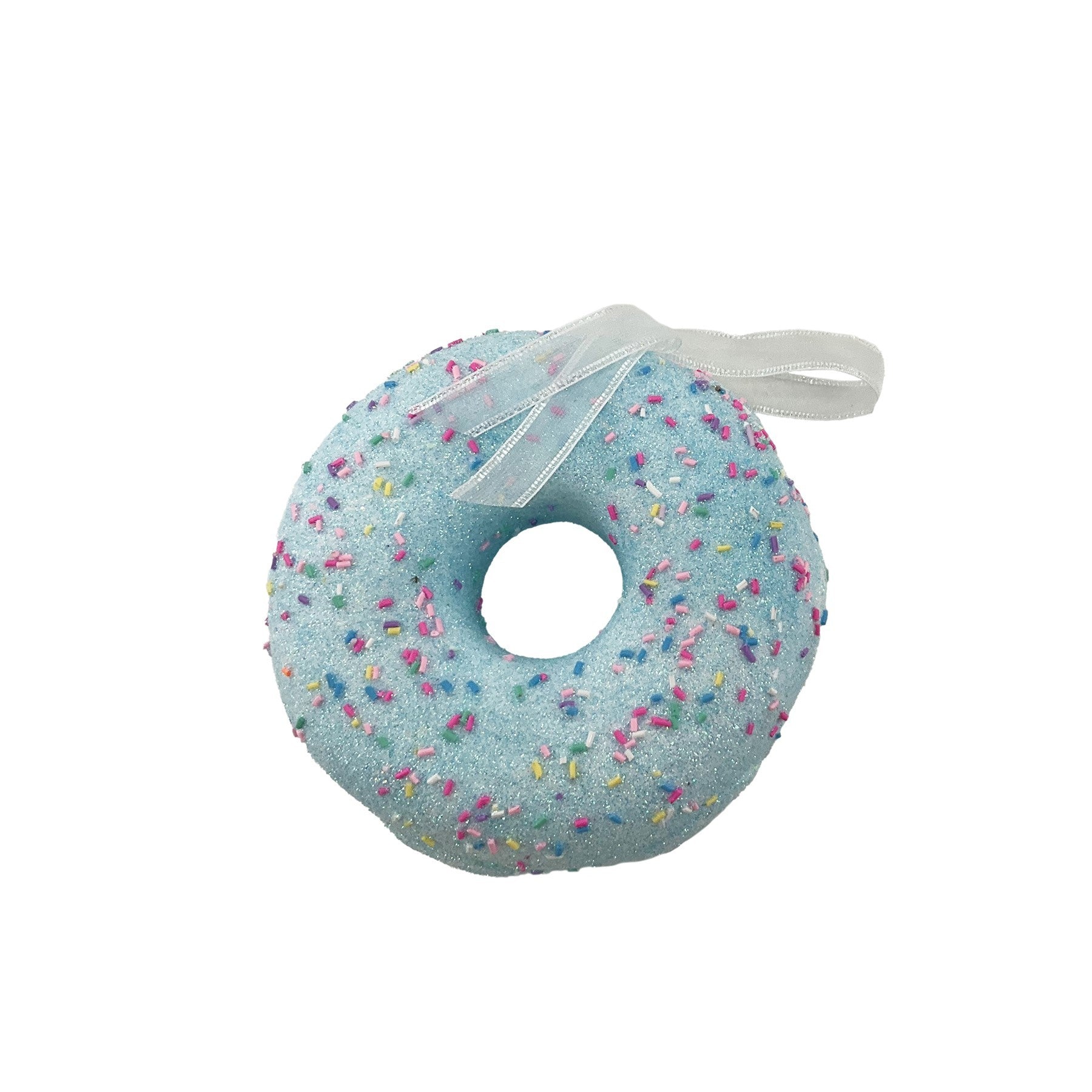 Light Blue Glitter Donut Hanging Decoration (15cm)