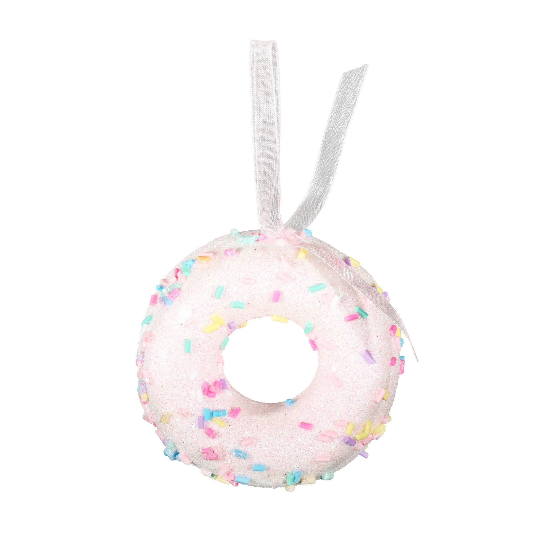 Light Pink Glitter Donut Hanging Decoration (7cm)
