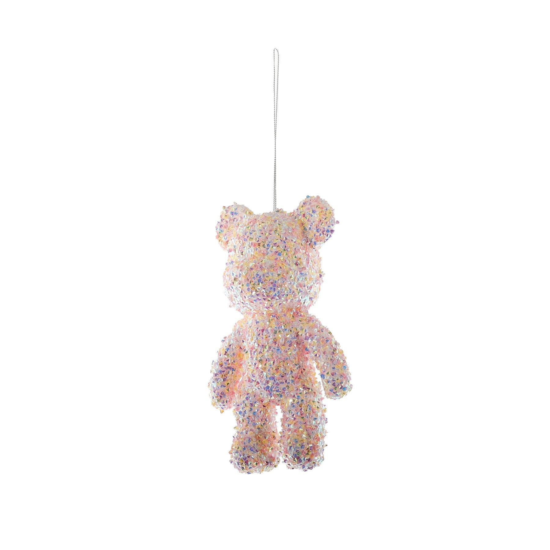 Pink Pastel Sparkle Teddy Bear Hanging Decoration (H17cm )