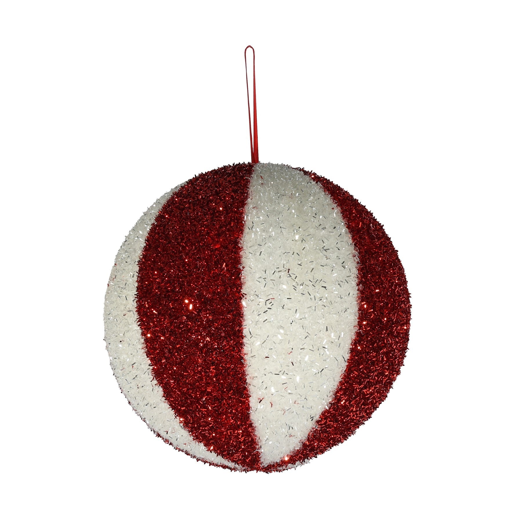 Red &amp; White Candyland Striped Bauble (25cm)
