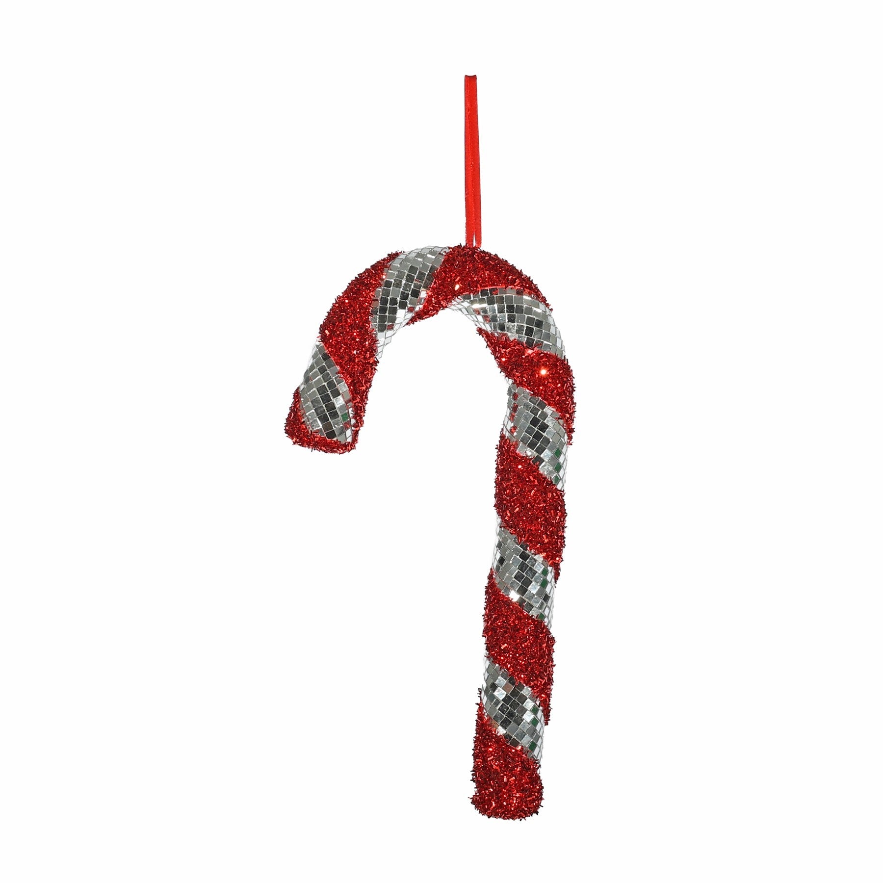 Red &amp; Silver Sequin Candy Cane Hanging Decoration (30cm)
