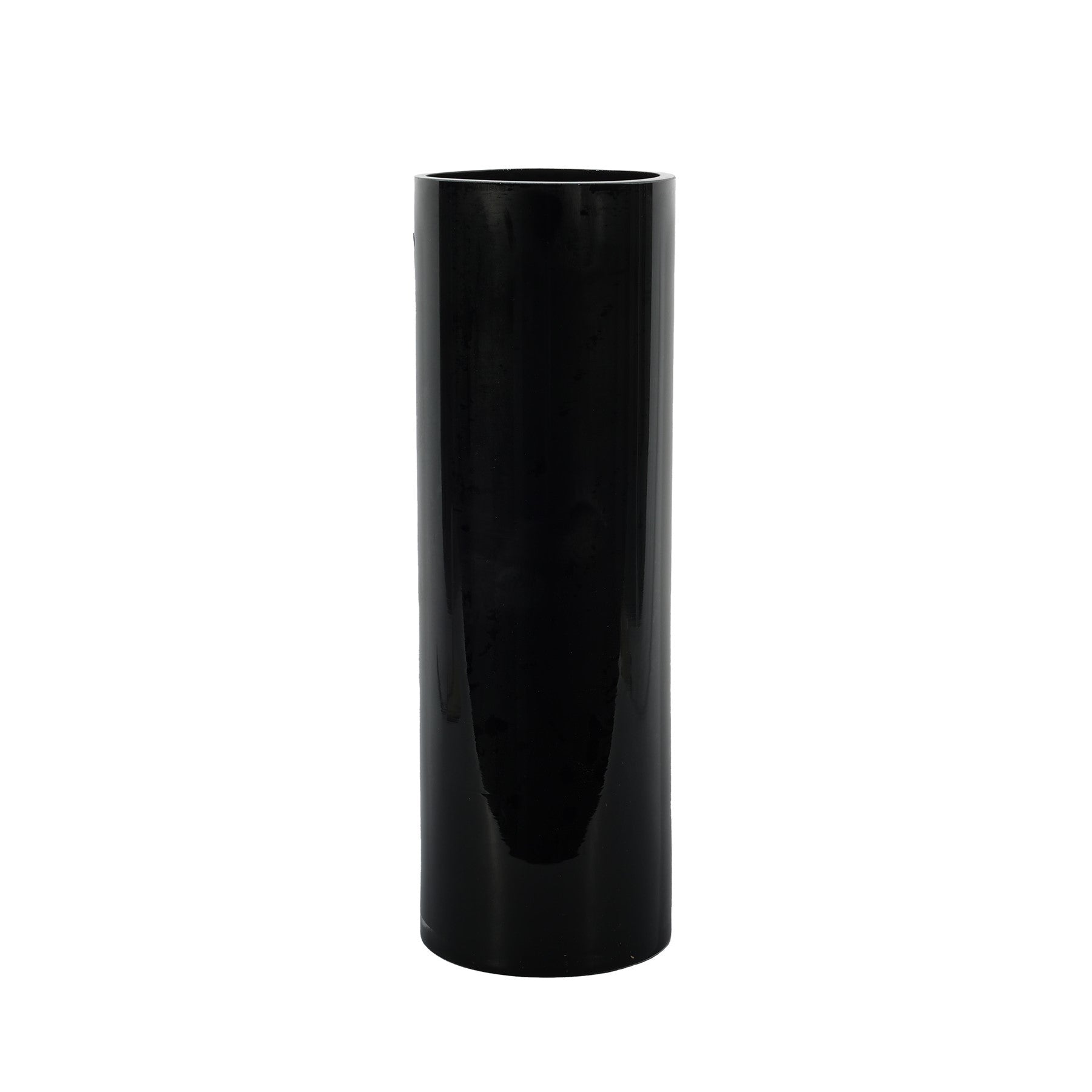 Black Gloss Cylinder Glass Vase (30cm H x 10cm W)