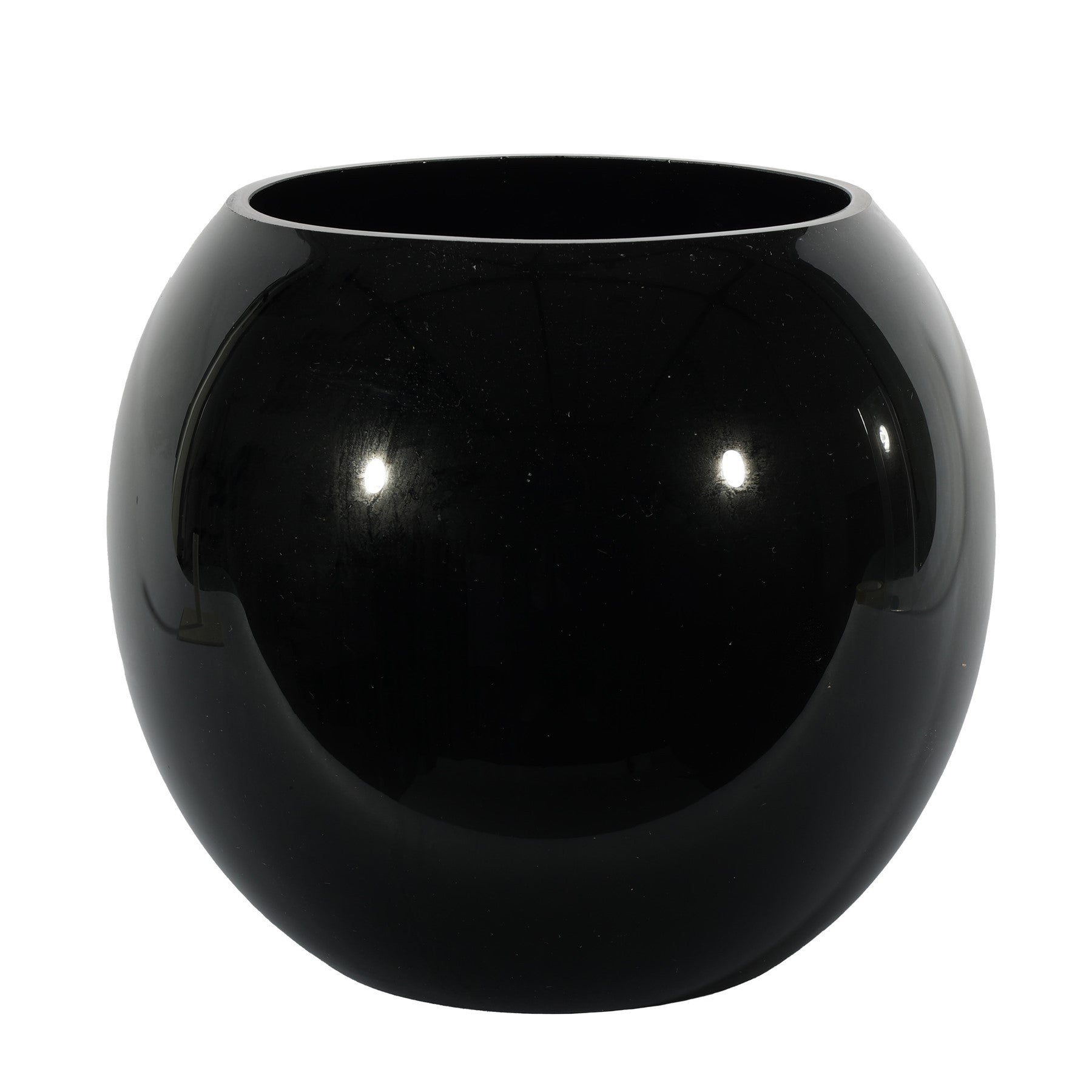 Black Gloss Bubble Ball Glass Vase (21cm)