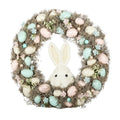 Easter Wreath with Pastel Eggs &amp; White Rabbit (43cm)