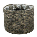 Natural &amp; Black Jute Braided Rope Basket with Liner (25 x 20cm)