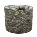 Natural &amp; Black Jute Braided Rope Basket with Liner (22 x 19cm)