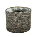 Natural &amp; Black Jute Braided Rope Basket with Liner (19 x 16cm)