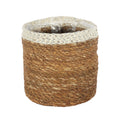 Natural &amp; Silver Hogla Basket With Liner (16 x 16cm)