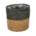Natural &amp; Black Seagrass Basket with Liner (16 x 16cm)
