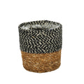 Natural &amp; Black Seagrass Basket with Liner (12 x 12cm)