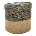 Black &amp; Natural Jute Braided Rope Basket (20 x 20cm)