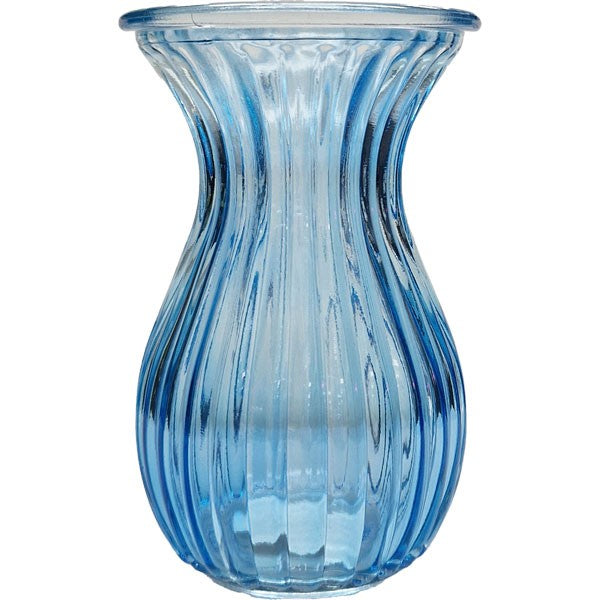 Blue Harper Fluted &amp; Flared����Glass Vase (14cm)
