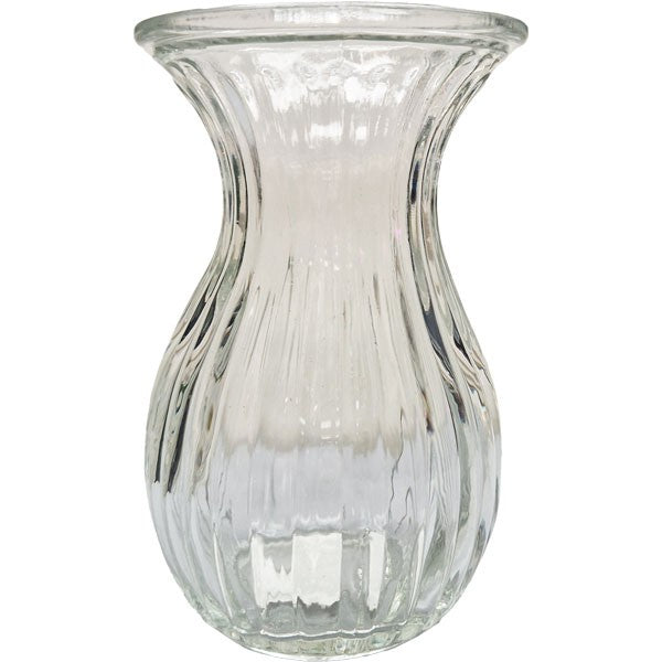 Clear Harper Fluted &amp; Flared����Glass Vase (14cm)