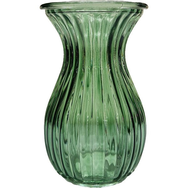 Green Harper Fluted &amp; Flared����Glass Vase (14cm)
