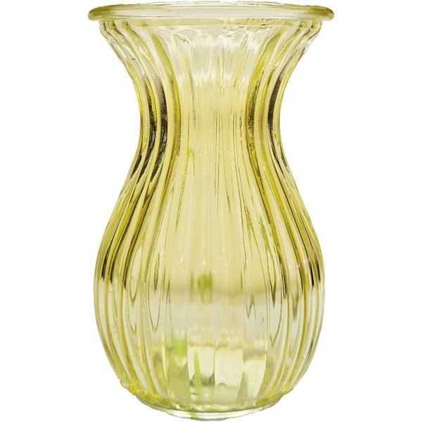 Yellow Harper Fluted &amp; Flared����Glass Vase (14cm)