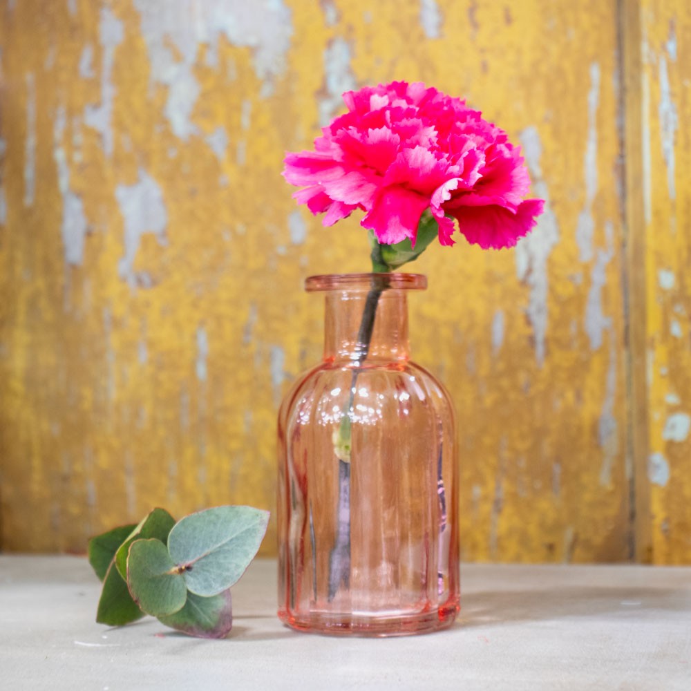 Pink Flora Bottle Glass Vase (10.5cm)