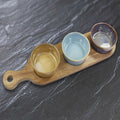 Round Snack Dishes &amp; Wood Tray (Set of 3)
