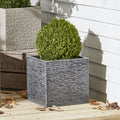 Pewter Square Slate Effect Planter (30cm)