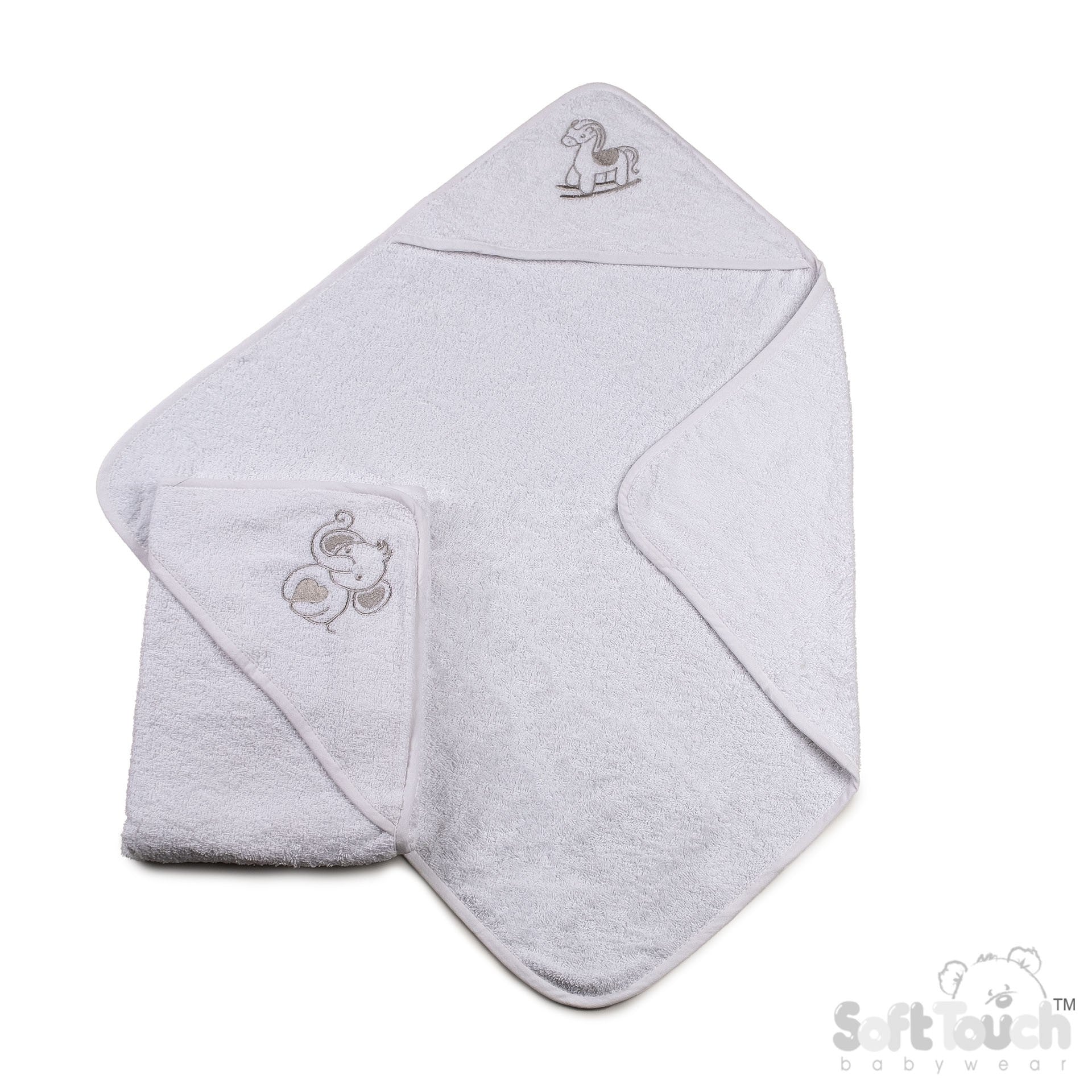 Baby White Embroidered Hooded Robe