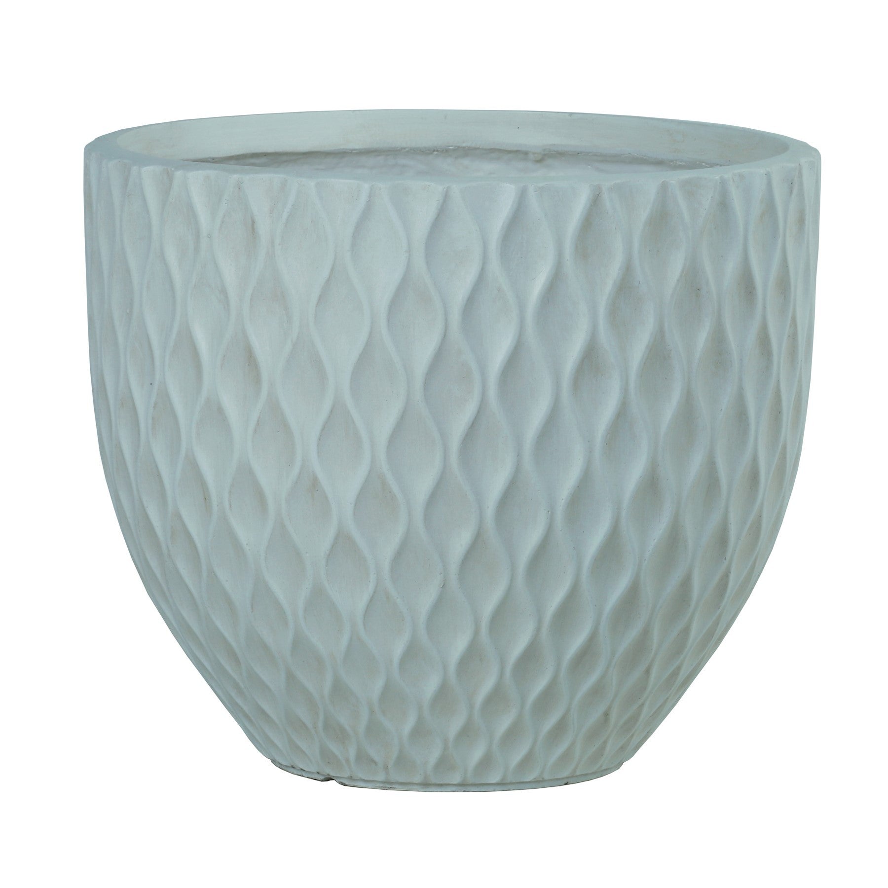 Set of 4 Hortus Outdoor Embossed Diamond Light Grey Planters