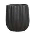 Set of 3 Hortus Outdoor Wide Ribbed Black Planters