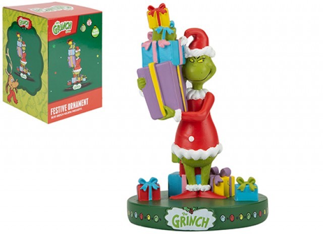 Grinch Holding Presents Ornament