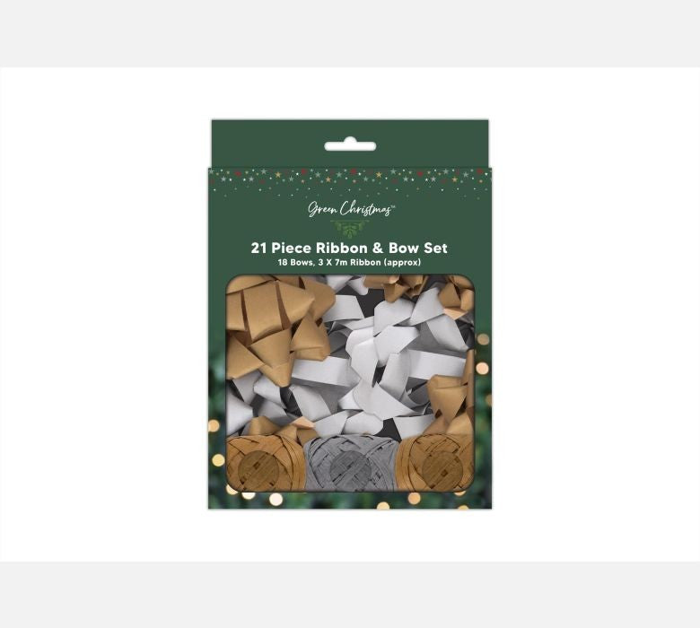 Gold &amp; Silver Kraft Ribbon Bow Set (Pack of 21)
