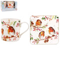 Winter Robins Mug &amp; Coaster Set