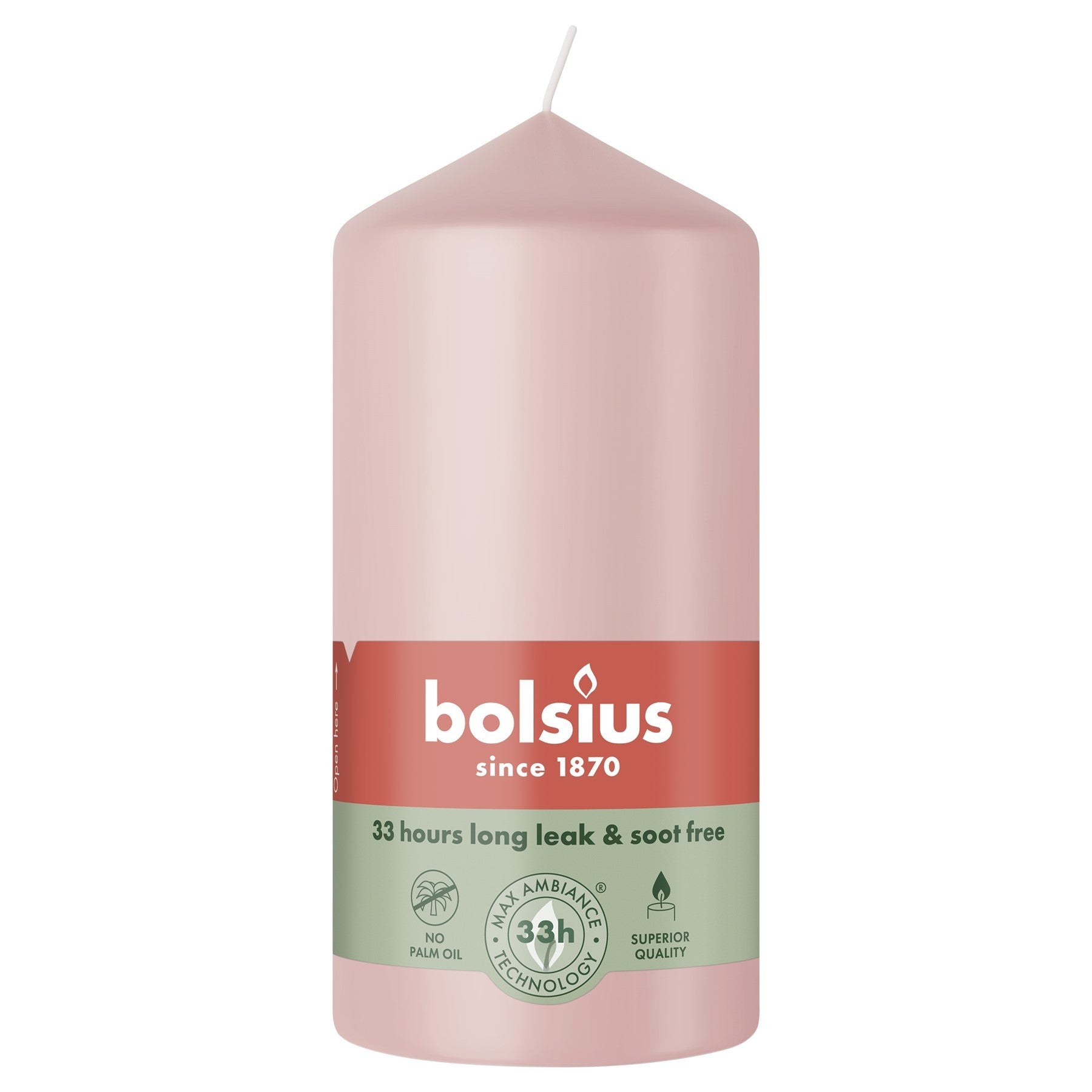 Bolsius Misty Pink Essentials Pillar Candle (120mm)