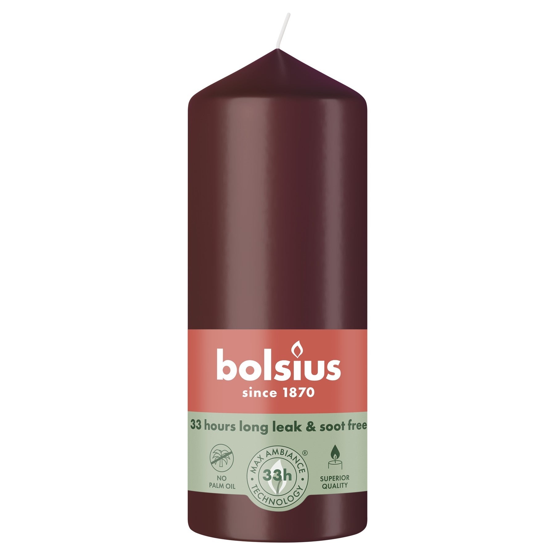 Bolsius Velvet Red Essentials Pillar Candle (150mm)