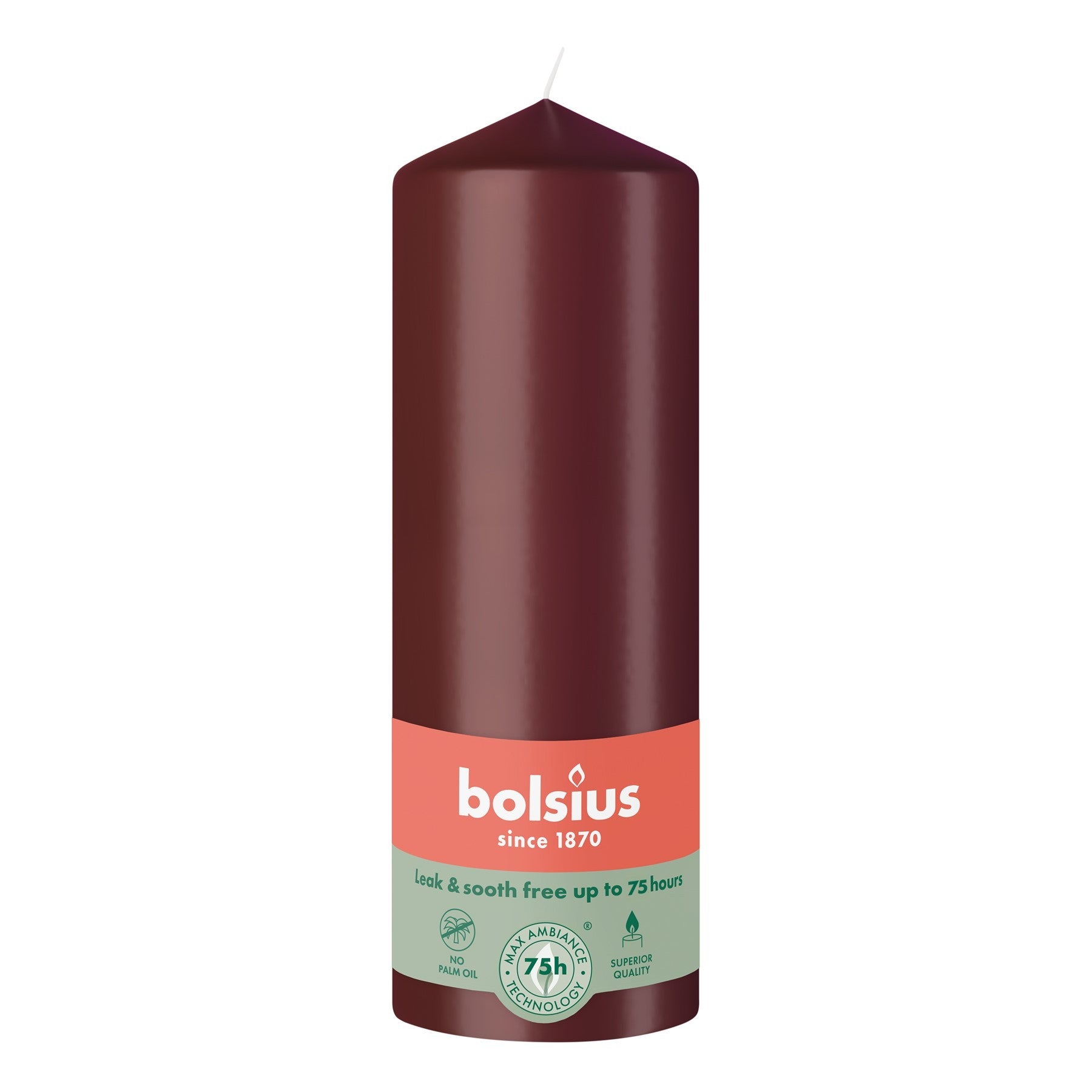 Bolsius Velvet Red Essentials Pillar Candle (200mm)
