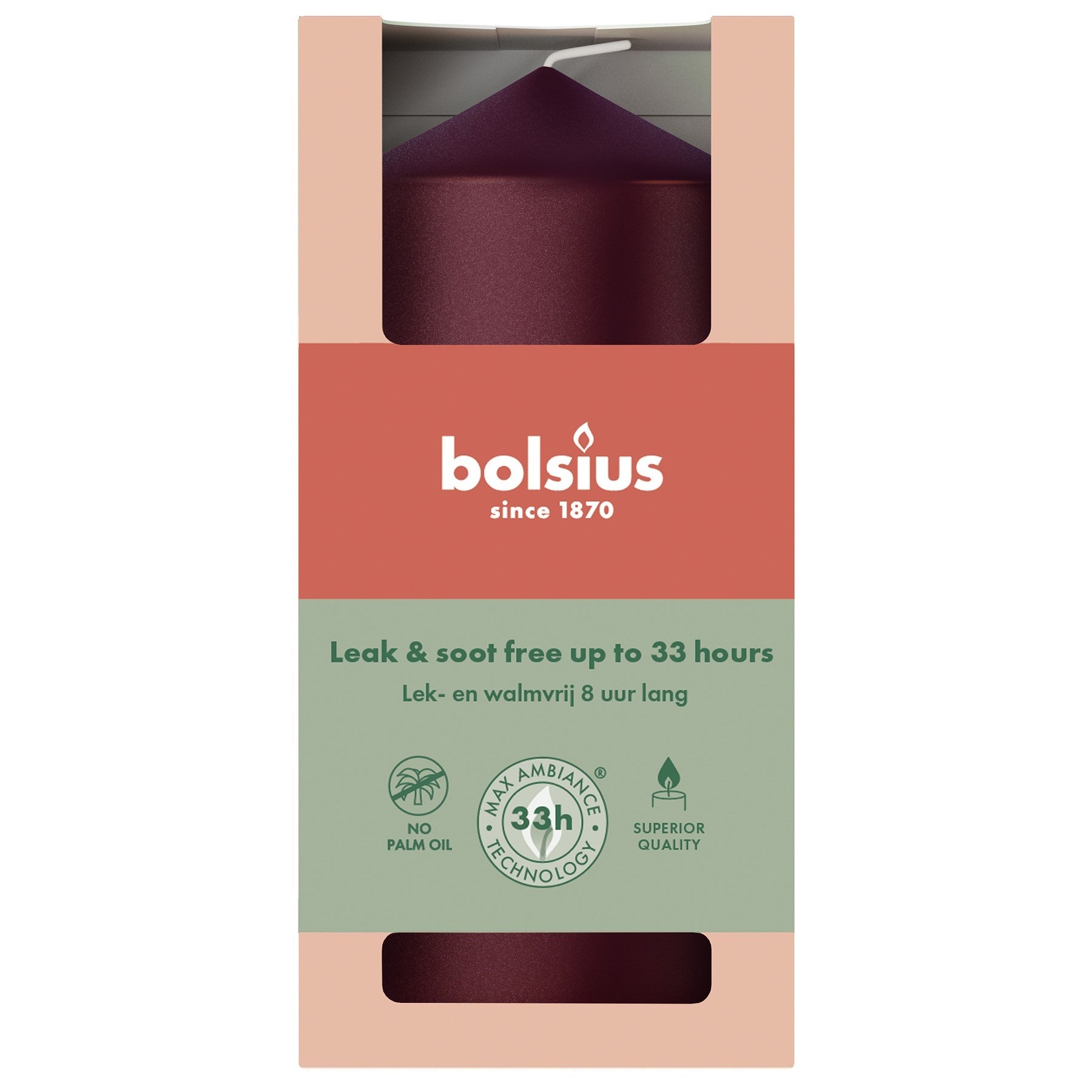 Metallic Red Bolsius Pillar Candle (120 x 58mm)