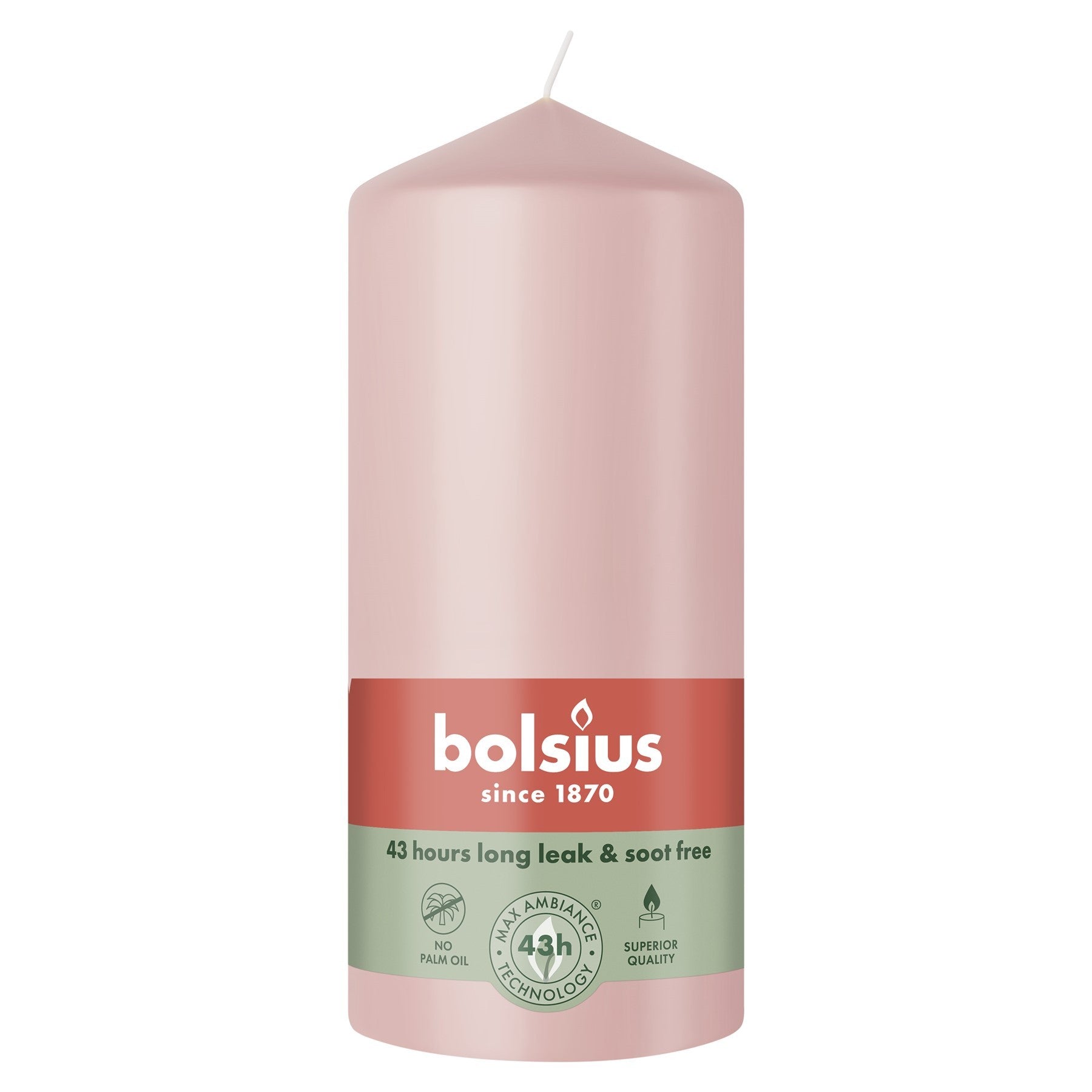 Bolsius Misty Pink Essentials Pillar Candle (130mm)