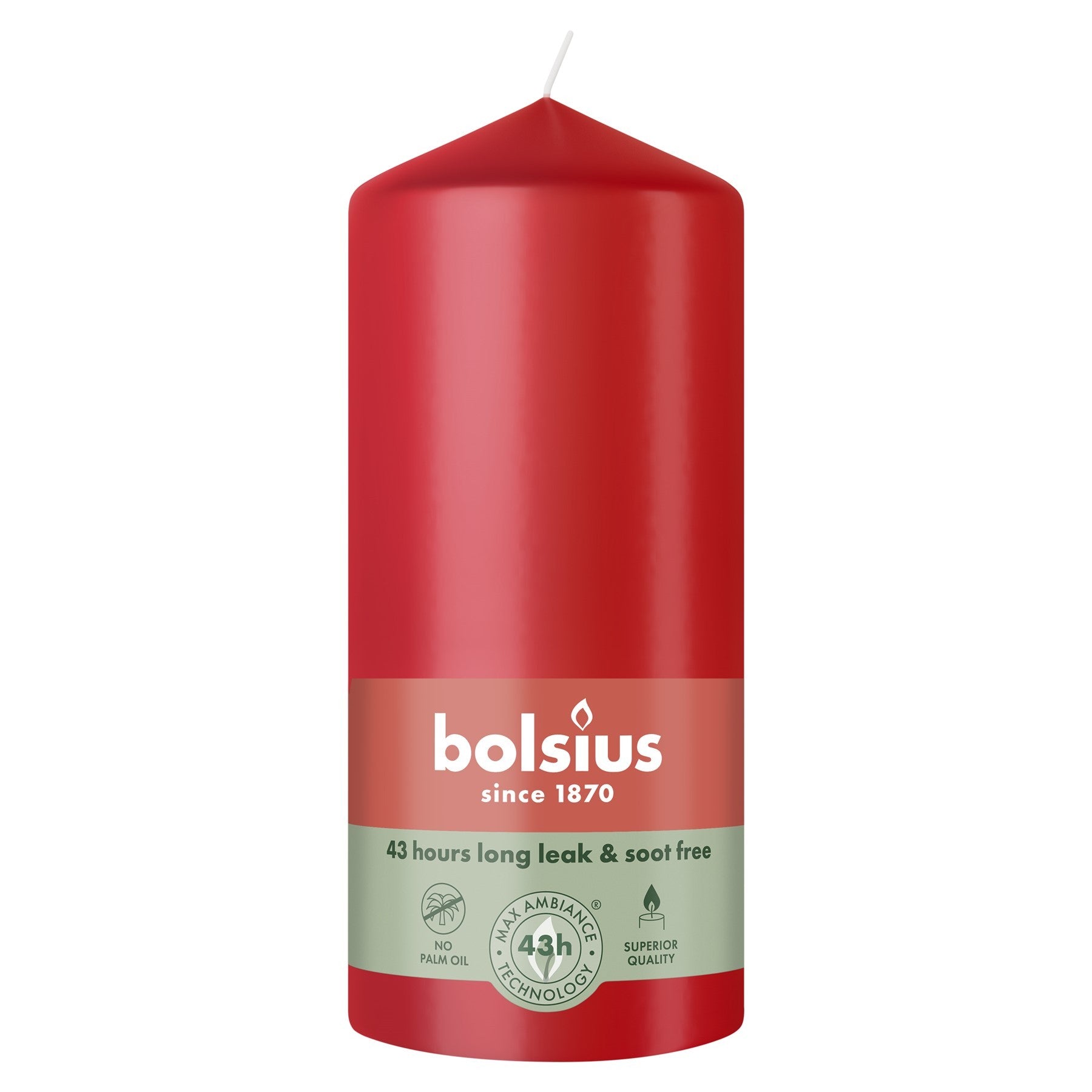 Bolsius Delicate Red Essentials Pillar Candle (130mm)